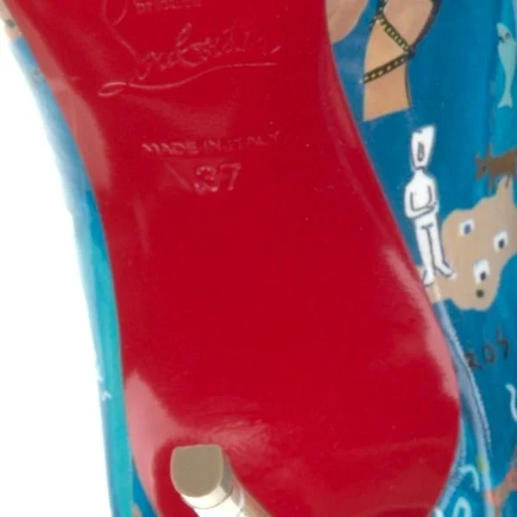 Christian Louboutin Hot Chick pumps 100mm patent blue Greek Odyssey EU37 - Picture 14 of 14
